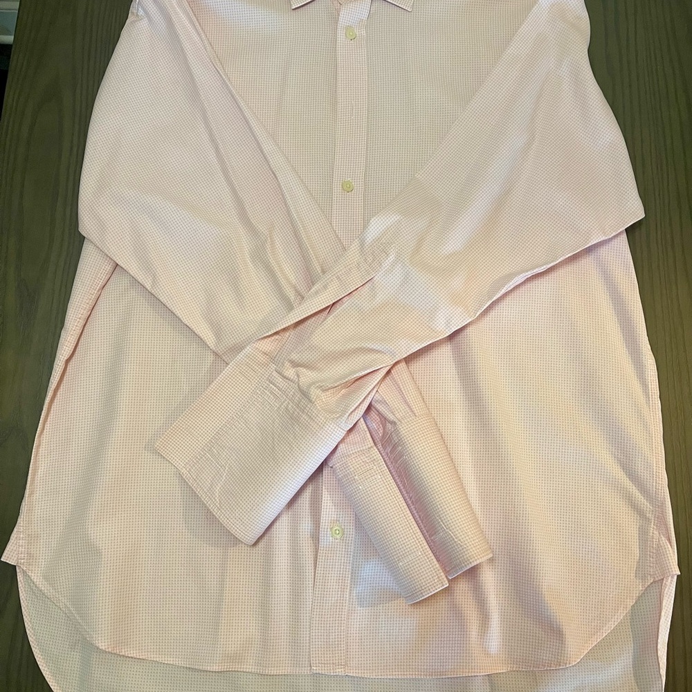 Charles Tyrwhitt 17/35 Light Pink French Cuff Checkered Shirt - Picture 2 of 4